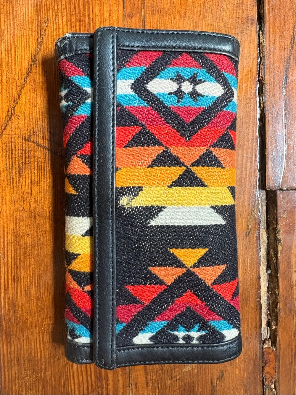Beautiful Wool Aztec Pattern Wallet - Multicolor Tribal Design